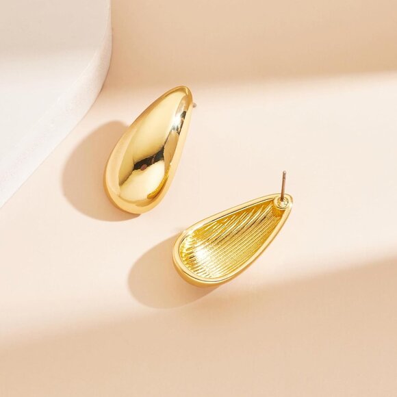 ⚡Gold Teardrop Earrings for Women Chunky Statement Drop Dangle Fashion Jewelry - Picture 4 of 5